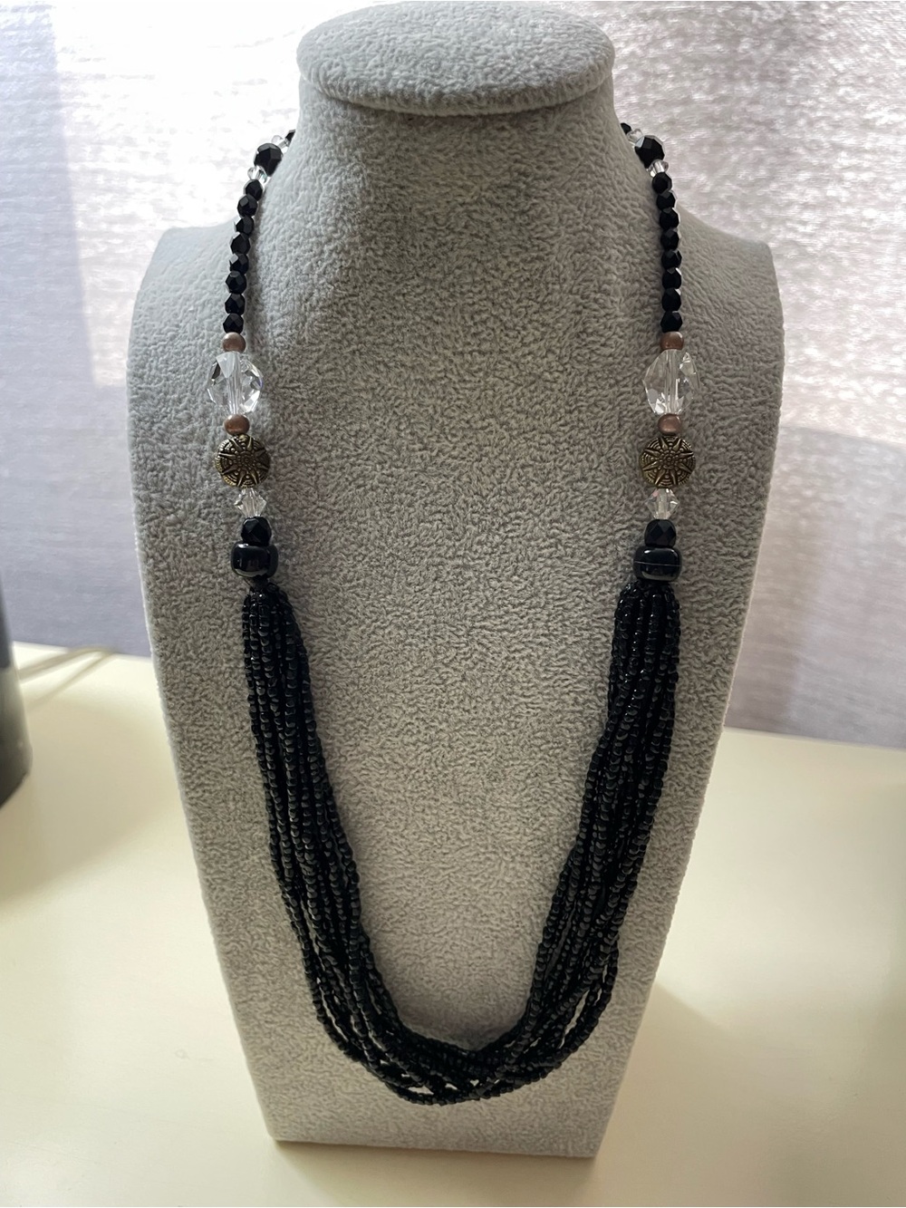Black Multi-Strand Beaded Necklace - Women Jewelry
